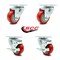 Service Caster 3.5 Inch Red Polyurethane Wheel Swivel Top Plate Caster Set with 2 Brakes SCC SCC-20S3514-PPUB-RED-TP3-2-TLB-2 - alternate 2